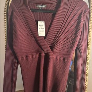 INC International Concepts Maroon Ribbed Sweater New With Tags